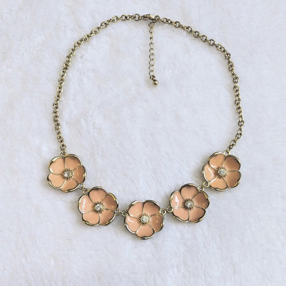 Peach and Gold Anemone Choker Necklace